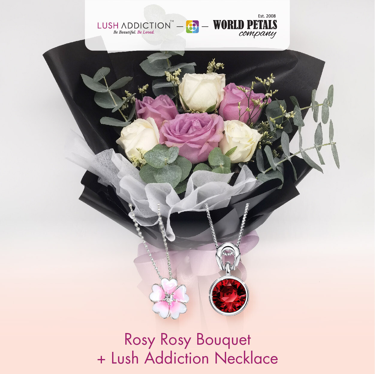 Rosy Rosy + Lush Addiction Necklace (By: World Petals Florist from KL)