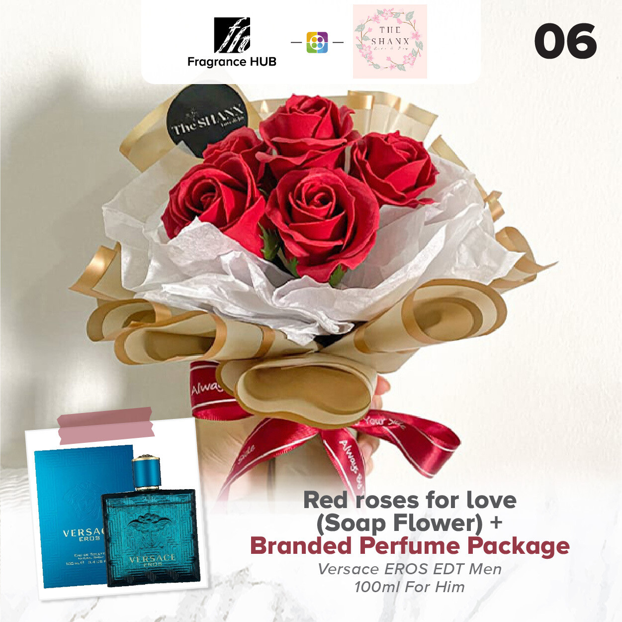 Red Roses For Love (Soap Flower) + Fragrance Hub Branded Perfume (By: The Shanx Florist from Melaka)