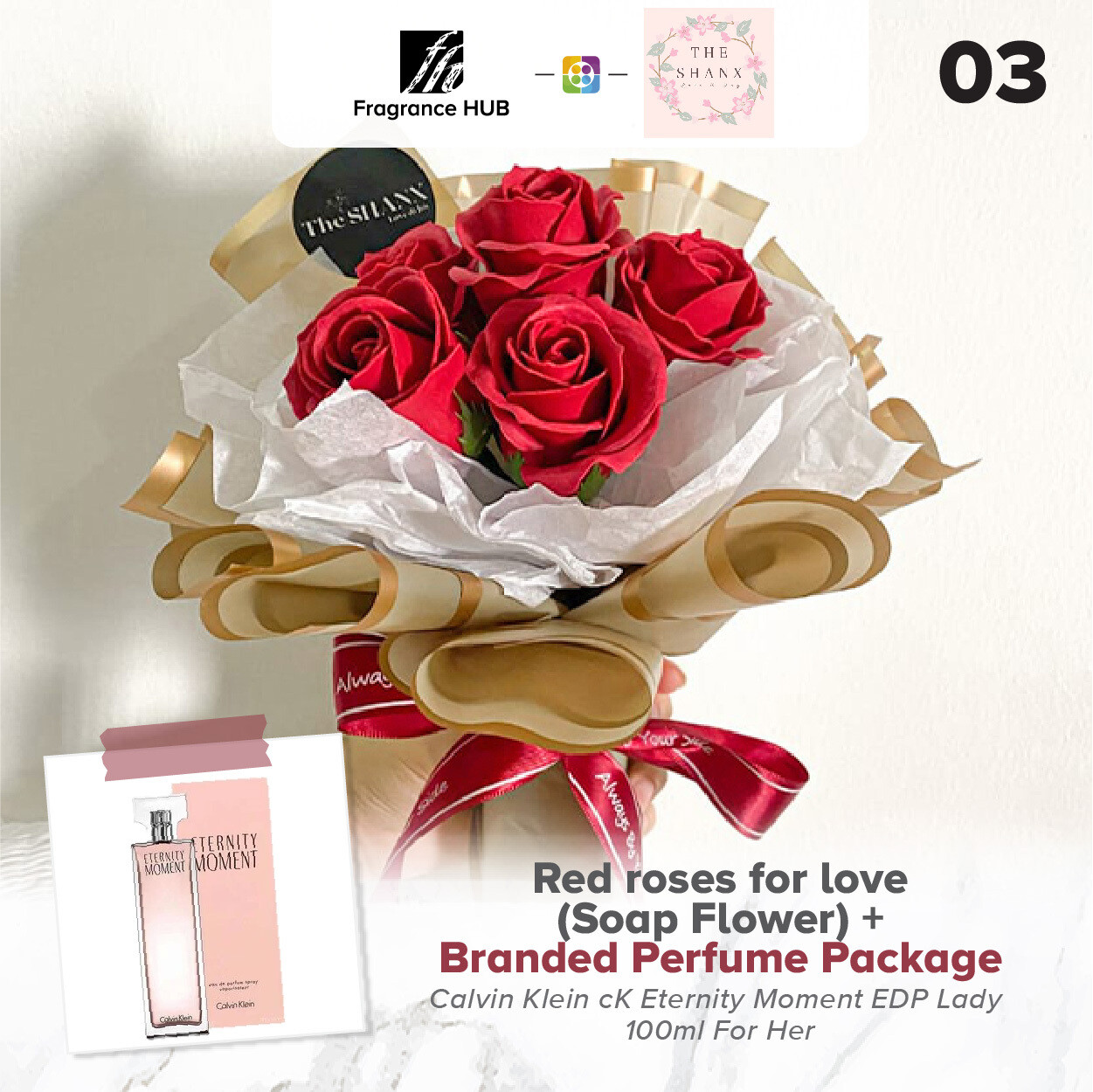 Red Roses For Love (Soap Flower) + Fragrance Hub Branded Perfume (By: The Shanx Florist from Melaka)
