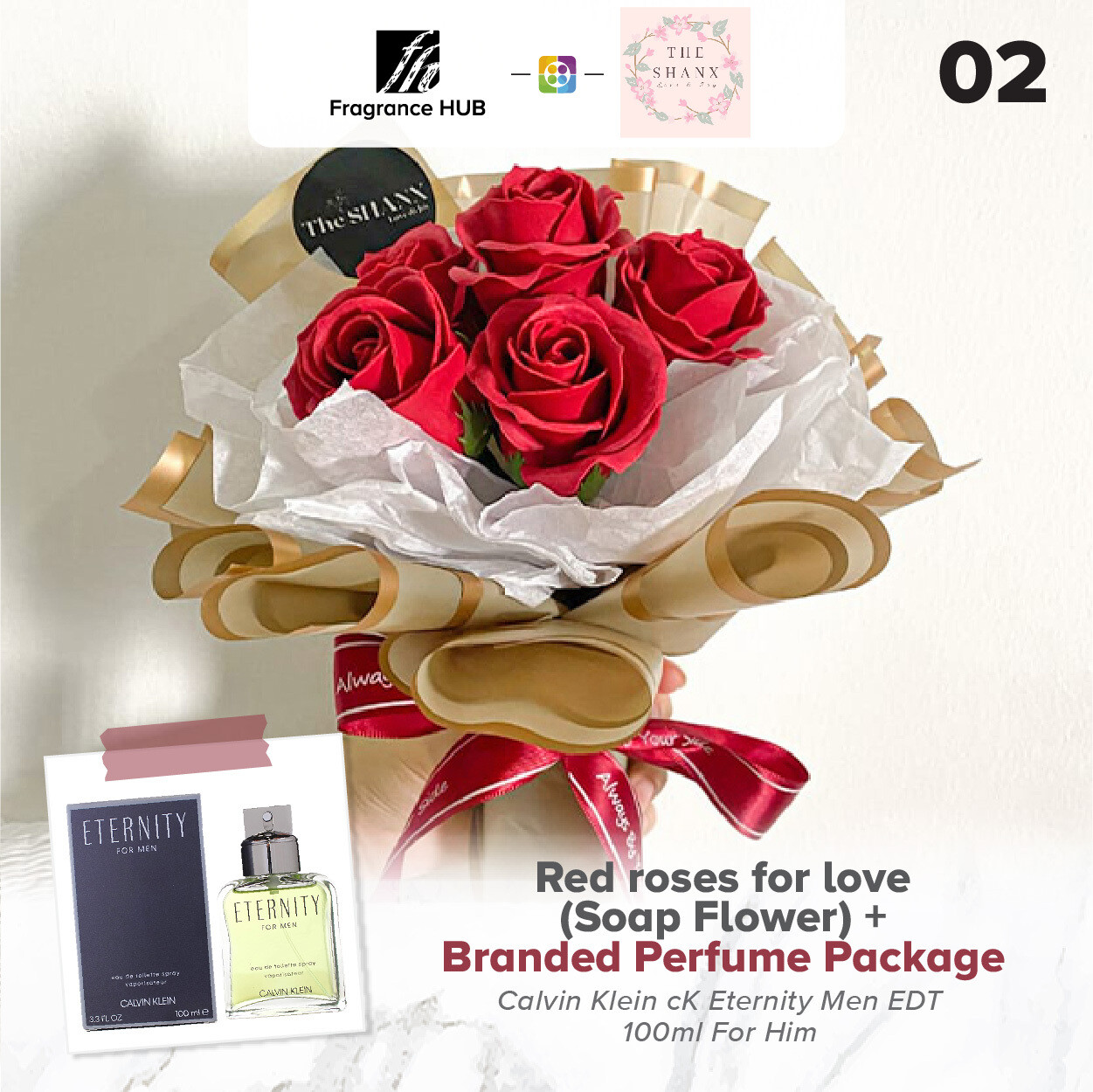 Red Roses For Love (Soap Flower) + Fragrance Hub Branded Perfume (By: The Shanx Florist from Melaka)