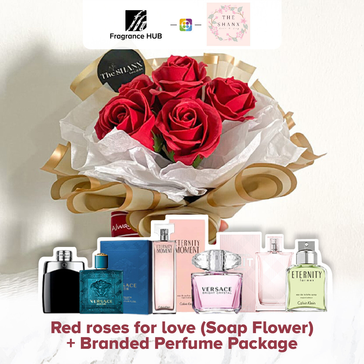 Red Roses For Love (Soap Flower) + Fragrance Hub Branded Perfume (By: The Shanx Florist from Melaka)