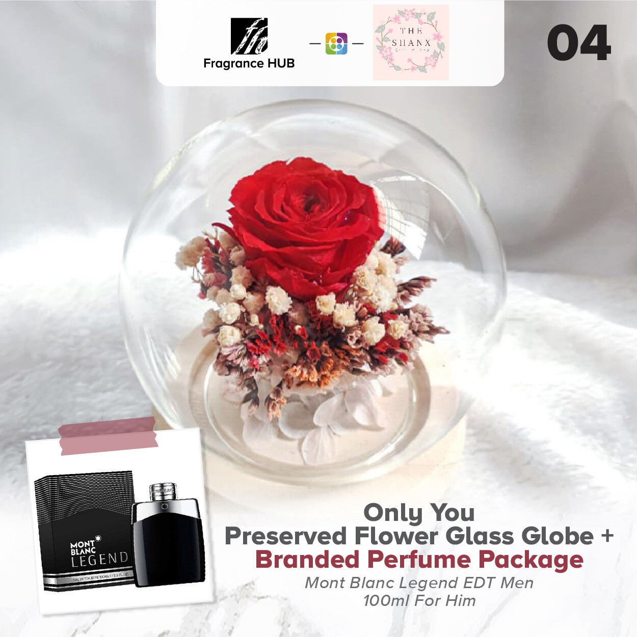 Only You Preserved Flower Glass Globe + Fragrance Hub Branded Perfume (By: The Shanx Florist from Melaka)