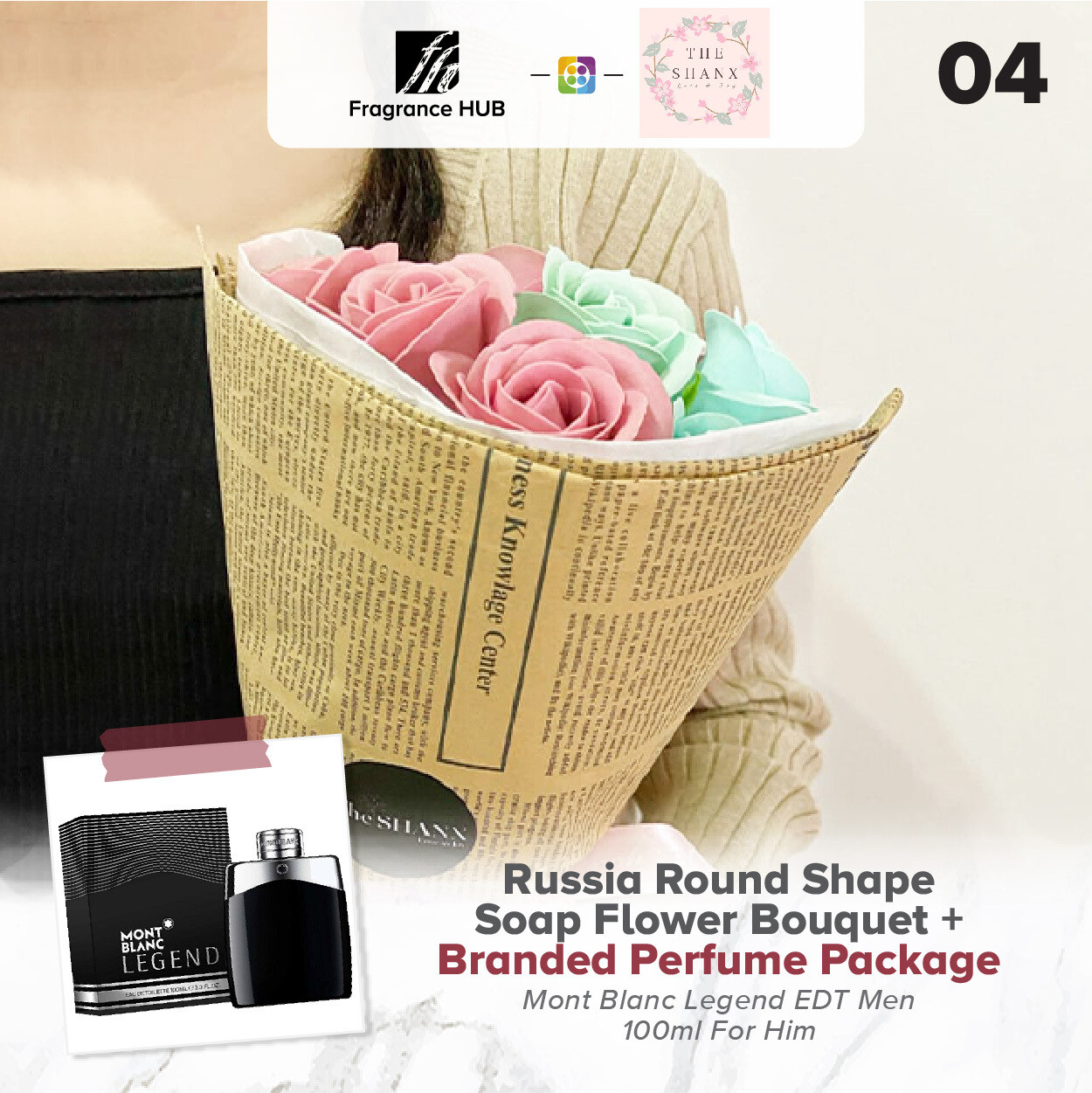 Russia Round Shape Soap Flower Bouquet + Fragrance Hub Branded Perfume (By: The Shanx Florist from Melaka)