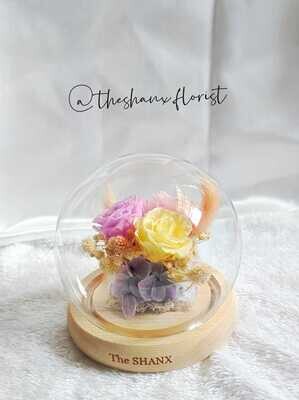 Macaron Colours Preserved Flower Glass Globe (By: The Shanx Florist from Melaka)