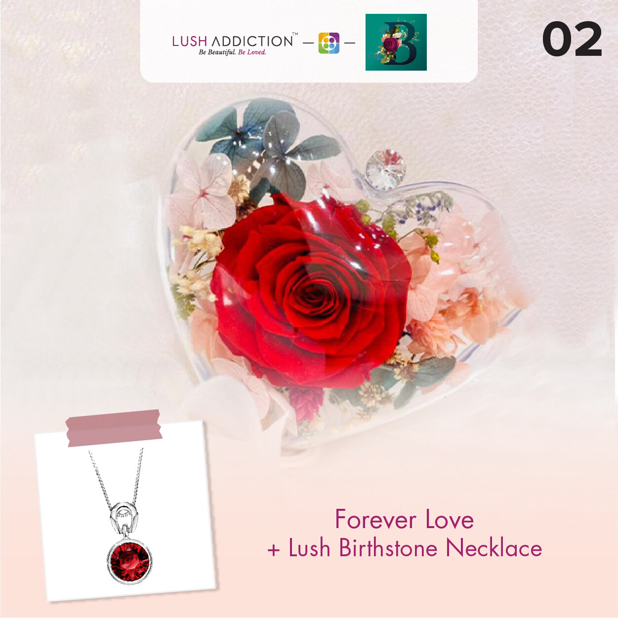 Forever Love Bouquet + Lush Addiction Necklace (By: The Bliss Florist from Melaka)