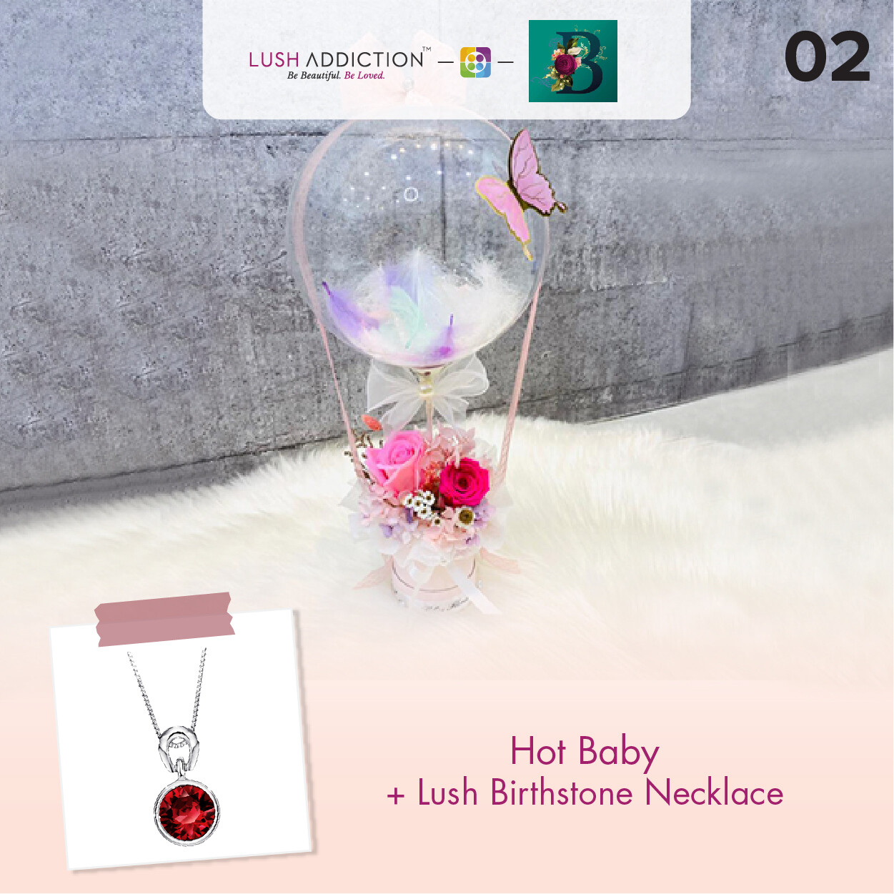 Hot Baby + Lush Addiction Necklace (By: The Bliss Florist from Melaka)