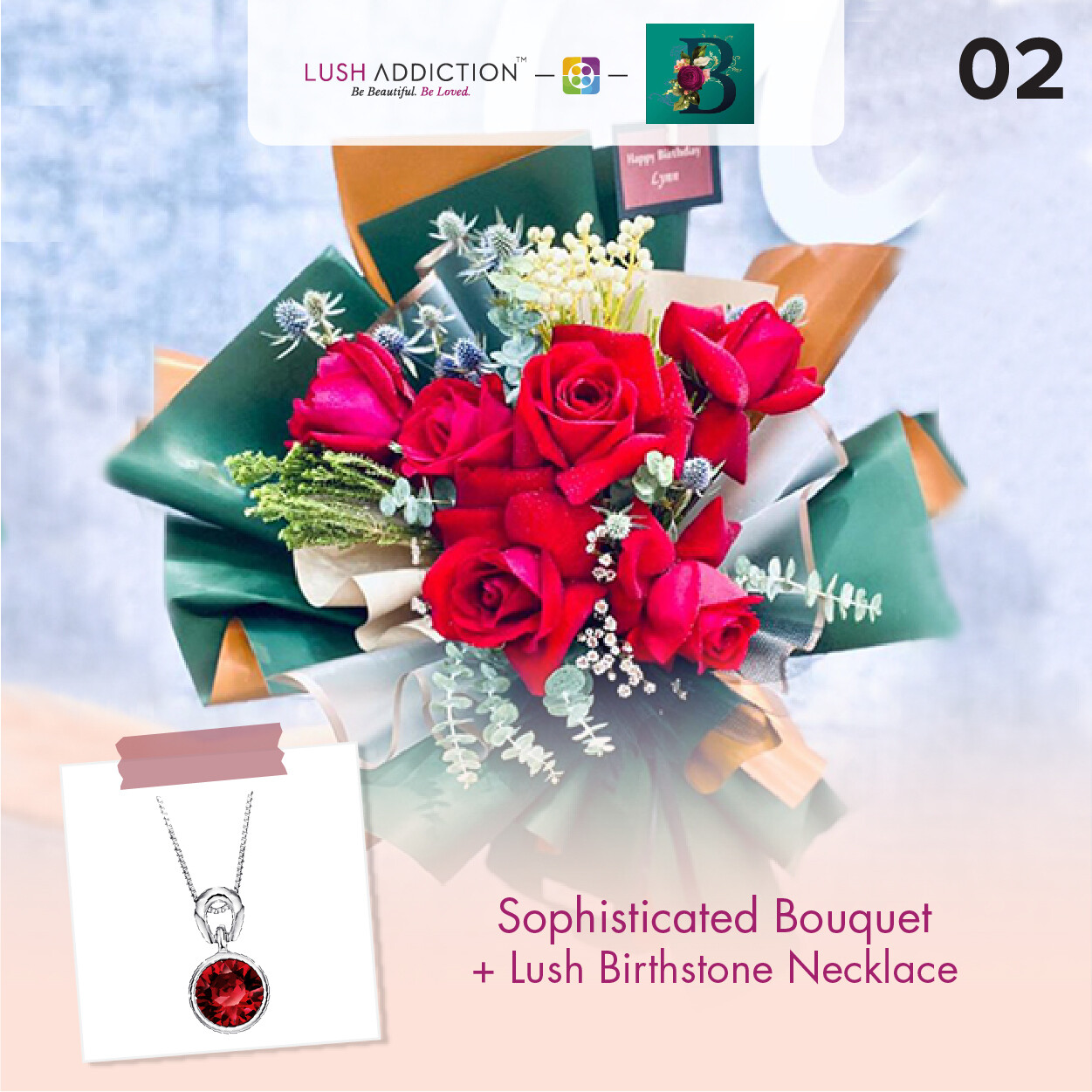 Sophisticated Bouquet + Lush Addiction Necklace (By: The Bliss Florist from Melaka)