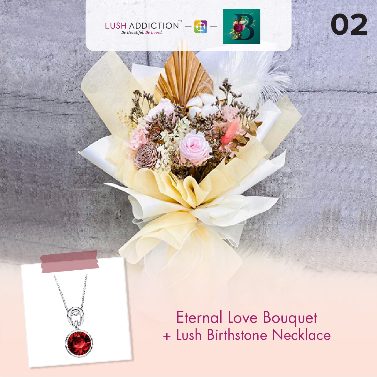 Eternal Love Bouquet + Lush Addiction Necklace (By: The Bliss Florist from Melaka)
