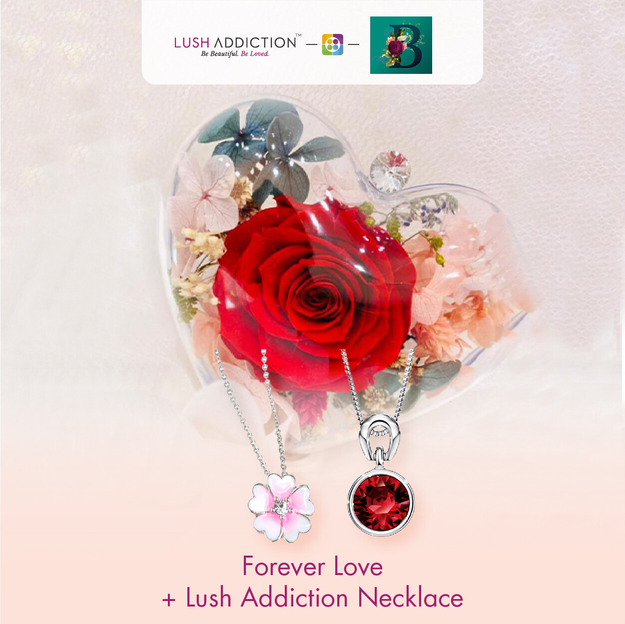 Forever Love Bouquet + Lush Addiction Necklace (By: The Bliss Florist from Melaka)