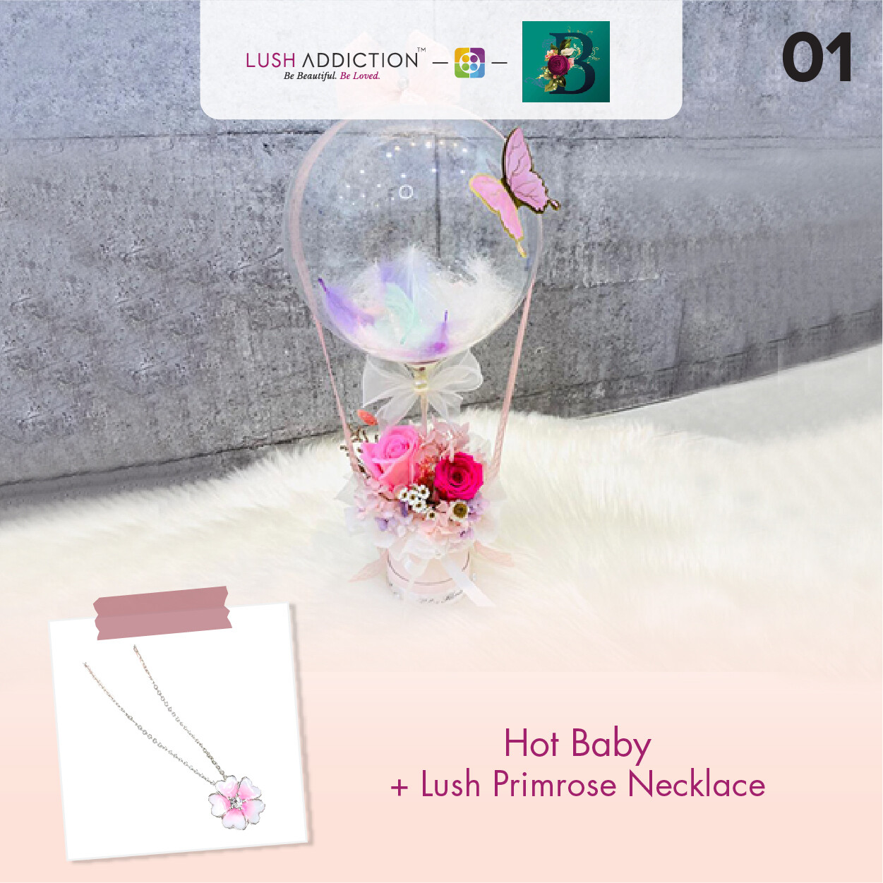 Hot Baby + Lush Addiction Necklace (By: The Bliss Florist from Melaka)