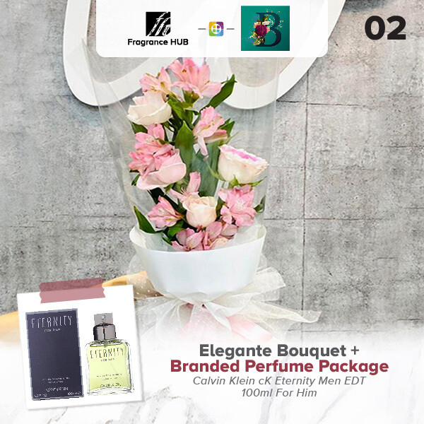 Elegante Bouquet + Fragrance Hub Branded Perfume (By: The Bliss Florist from Melaka)