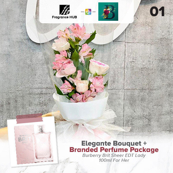 Elegante Bouquet + Fragrance Hub Branded Perfume (By: The Bliss Florist from Melaka)