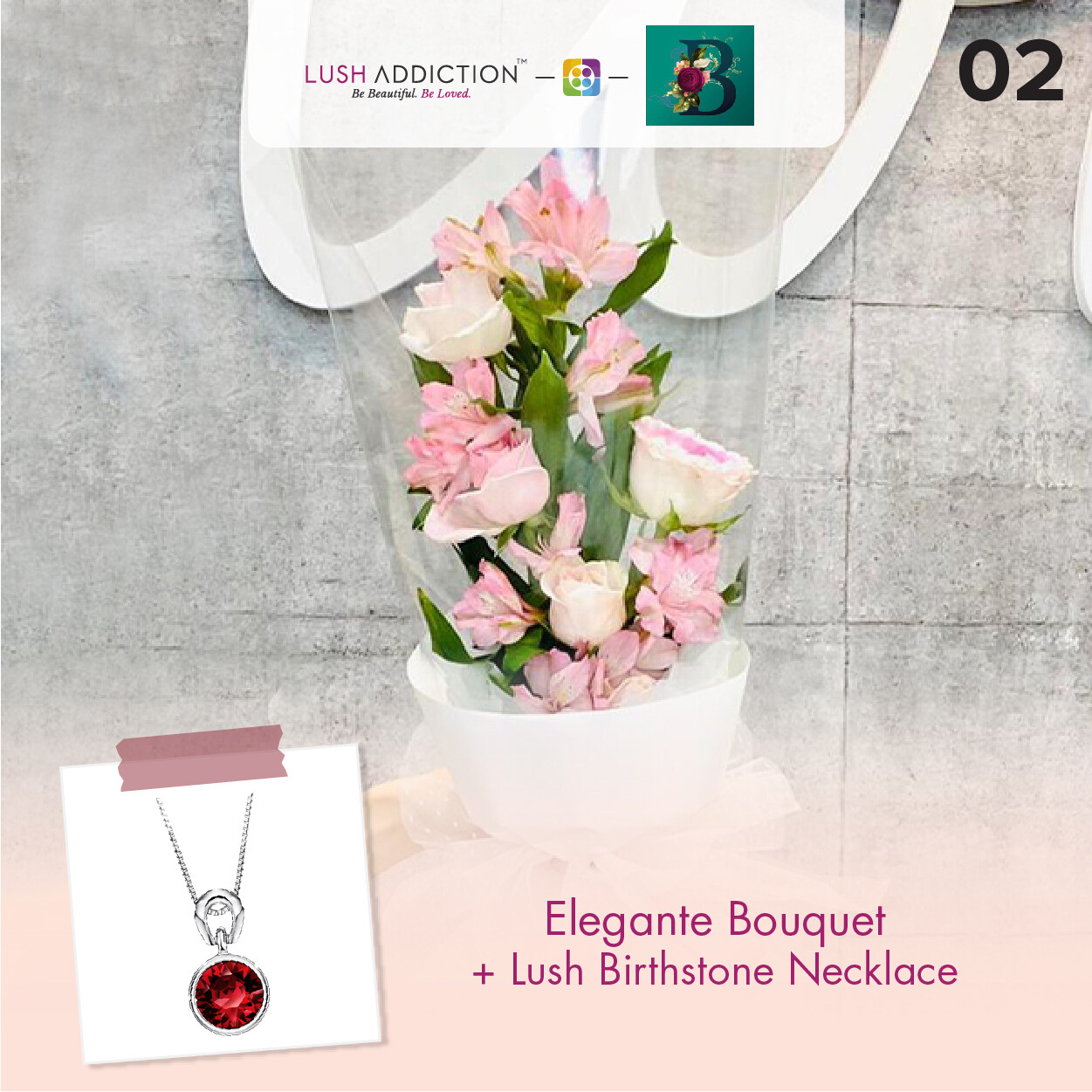 Elegante Bouquet + Lush Addiction Necklace (By: The Bliss Florist from Melaka)