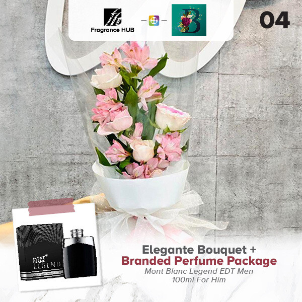 Elegante Bouquet + Fragrance Hub Branded Perfume (By: The Bliss Florist from Melaka)
