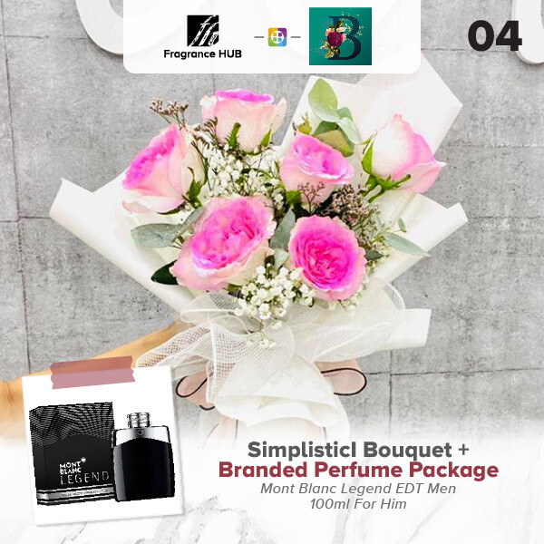 Simplistic Bouquet + Fragrance Hub Branded Perfume (By: The Bliss Florist from Melaka)