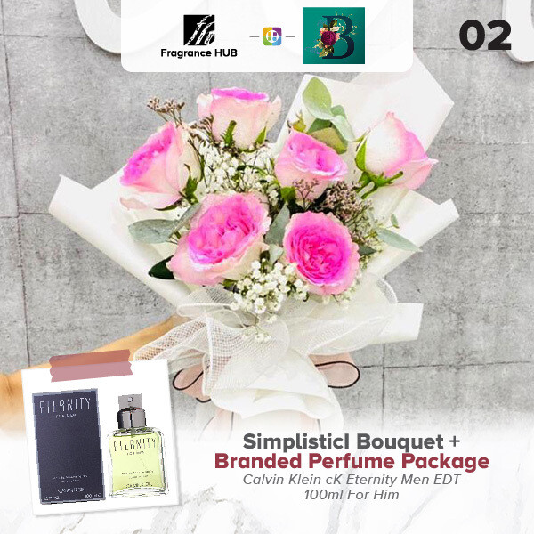 Simplistic Bouquet + Fragrance Hub Branded Perfume (By: The Bliss Florist from Melaka)