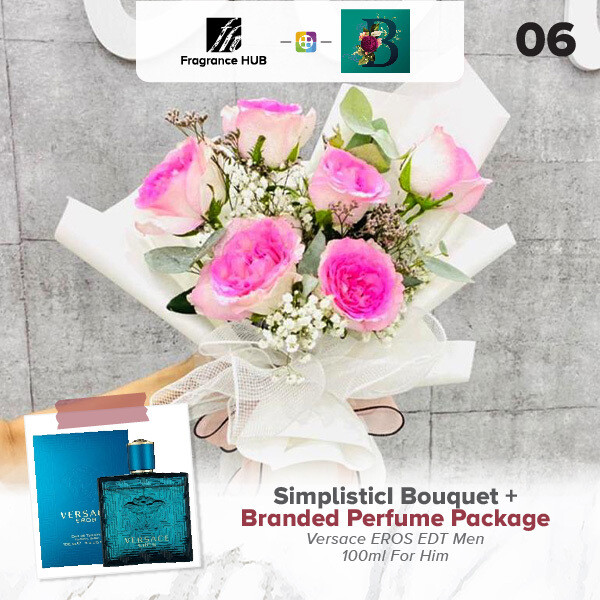 Simplistic Bouquet + Fragrance Hub Branded Perfume (By: The Bliss Florist from Melaka)