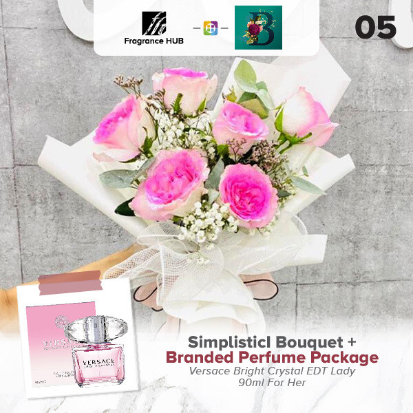 Simplistic Bouquet + Fragrance Hub Branded Perfume (By: The Bliss Florist from Melaka)