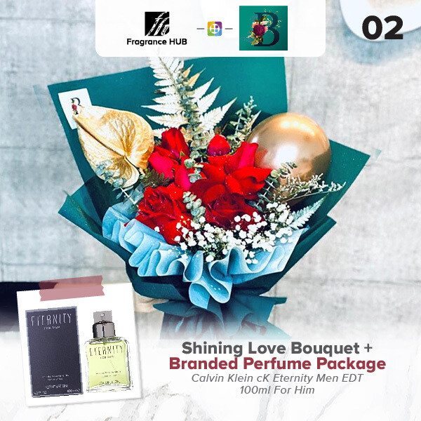 Shining Love Bouquet + Fragrance Hub Branded Perfume (By: The Bliss Florist from Melaka)