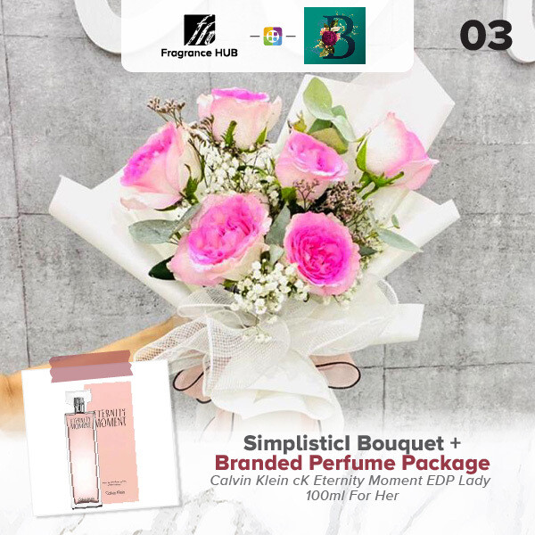 Simplistic Bouquet + Fragrance Hub Branded Perfume (By: The Bliss Florist from Melaka)