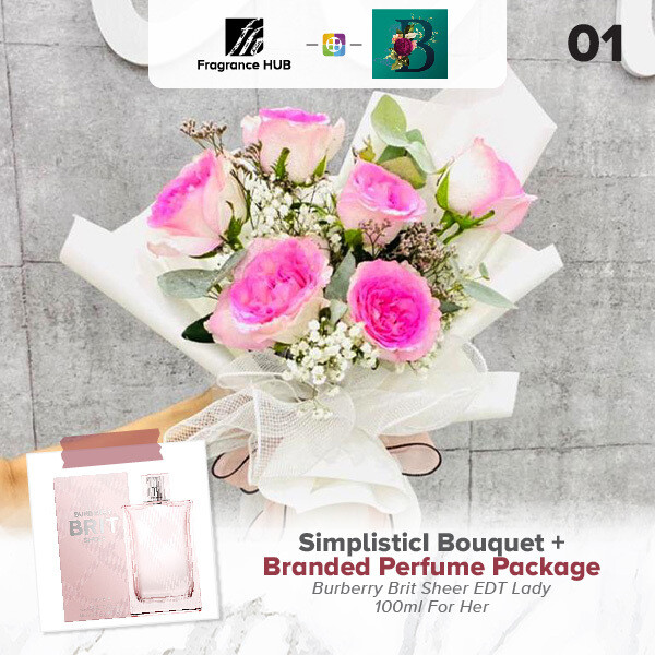 Simplistic Bouquet + Fragrance Hub Branded Perfume (By: The Bliss Florist from Melaka)