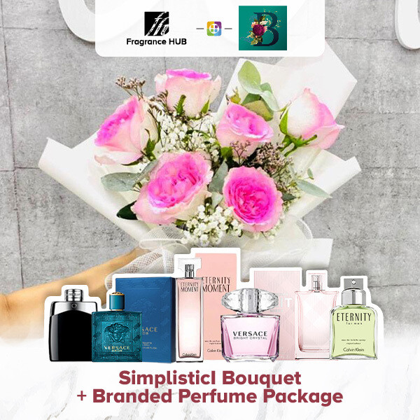 Simplistic Bouquet + Fragrance Hub Branded Perfume (By: The Bliss Florist from Melaka)
