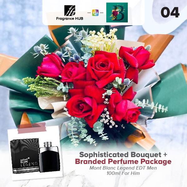 Sophisticated Bouquet + Fragrance Hub Branded Perfume (By: The Bliss Florist from Melaka)
