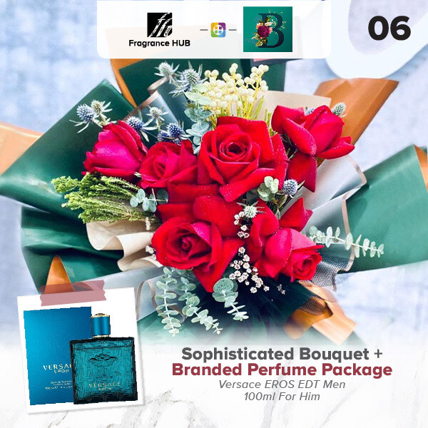Sophisticated Bouquet + Fragrance Hub Branded Perfume (By: The Bliss Florist from Melaka)