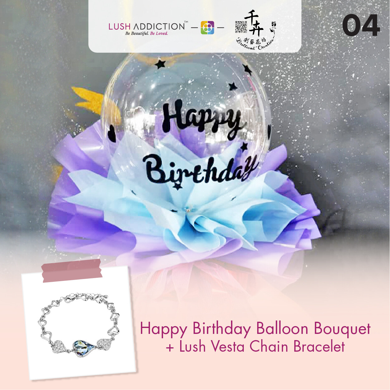 Happy Birthday Balloon Bouquet + Lush Addiction Necklace (By: Brilliant Creative Florist from Sibu)
