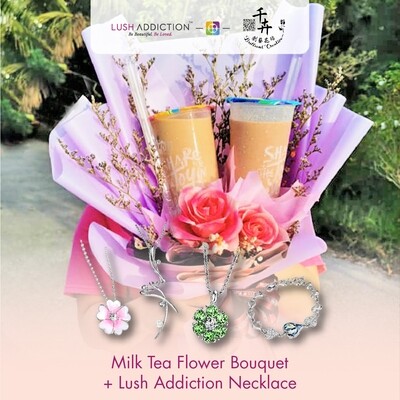 Milk Tea Flower Bouquet + Lush Addiction Necklace (By: Brilliant Creative Florist from Sibu)