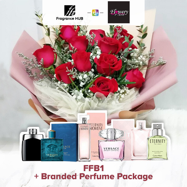 FFB1 Bouquet + Fragrance Hub Branded Perfume (By: Flowery Florist from Seri Kembangan)
