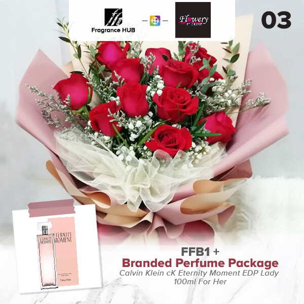 FFB1 Bouquet + Fragrance Hub Branded Perfume (By: Flowery Florist from Seri Kembangan)