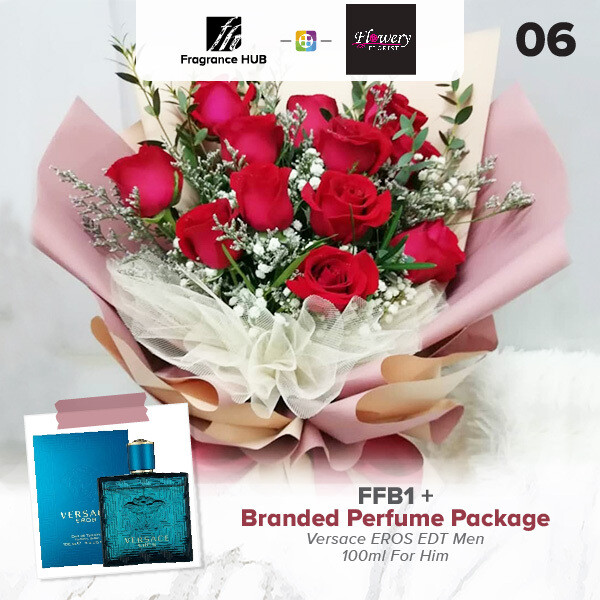 FFB1 Bouquet + Fragrance Hub Branded Perfume (By: Flowery Florist from Seri Kembangan)