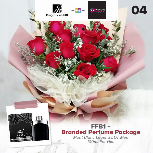 FFB1 Bouquet + Fragrance Hub Branded Perfume (By: Flowery Florist from Seri Kembangan)