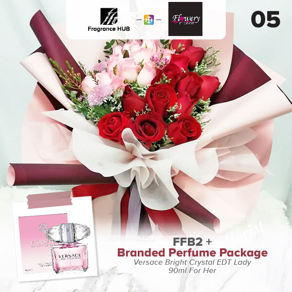 FFB2 Bouquet + Fragrance Hub Branded Perfume (By: Flowery Florist from Seri Kembangan)