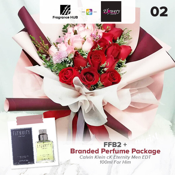 FFB2 Bouquet + Fragrance Hub Branded Perfume (By: Flowery Florist from Seri Kembangan)