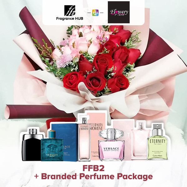 FFB2 Bouquet + Fragrance Hub Branded Perfume (By: Flowery Florist from Seri Kembangan)