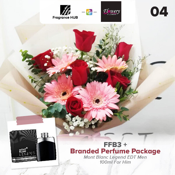 FFB3 Bouquet + Fragrance Hub Branded Perfume (By: Flowery Florist from Seri Kembangan)