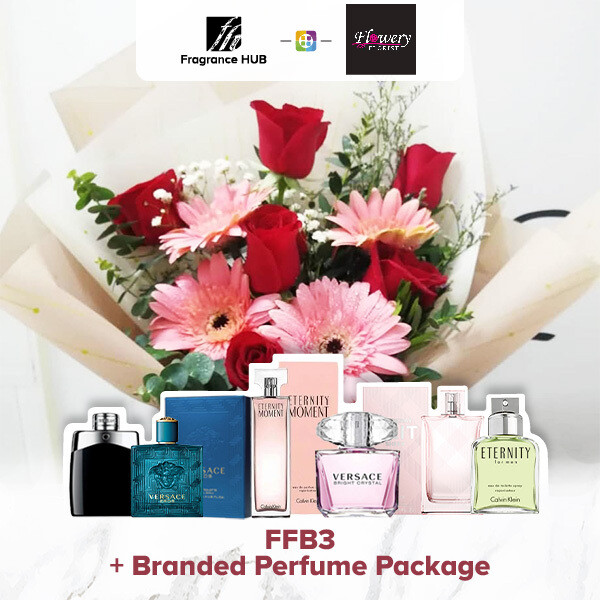 FFB3 Bouquet + Fragrance Hub Branded Perfume (By: Flowery Florist from Seri Kembangan)