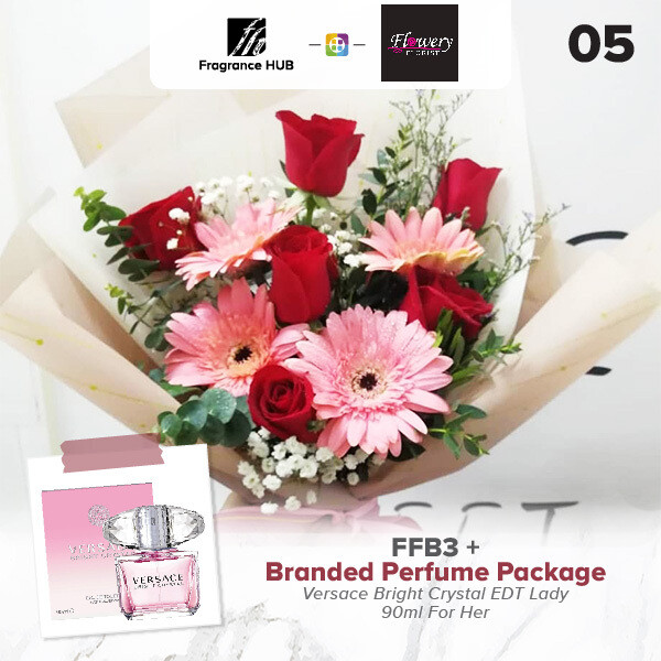 FFB3 Bouquet + Fragrance Hub Branded Perfume (By: Flowery Florist from Seri Kembangan)