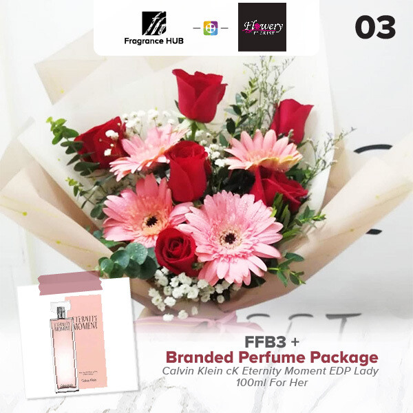 FFB3 Bouquet + Fragrance Hub Branded Perfume (By: Flowery Florist from Seri Kembangan)