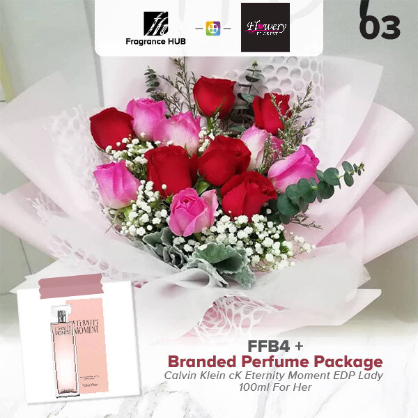 FFB4 Bouquet + Fragrance Hub Branded Perfume (By: Flowery Florist from Seri Kembangan)