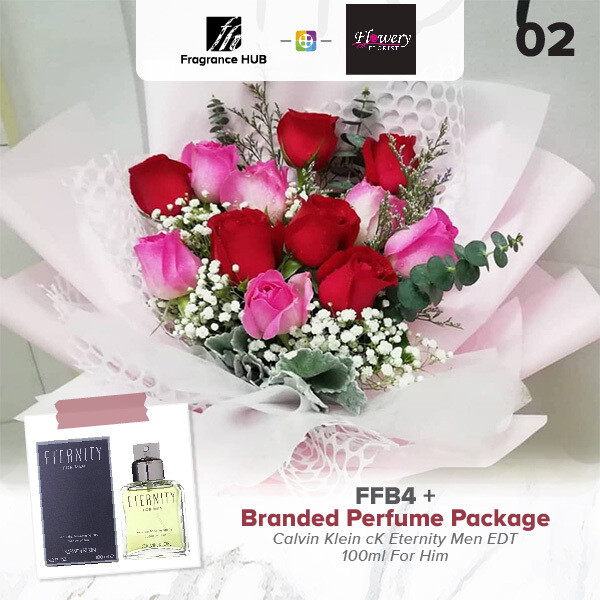 FFB4 Bouquet + Fragrance Hub Branded Perfume (By: Flowery Florist from Seri Kembangan)