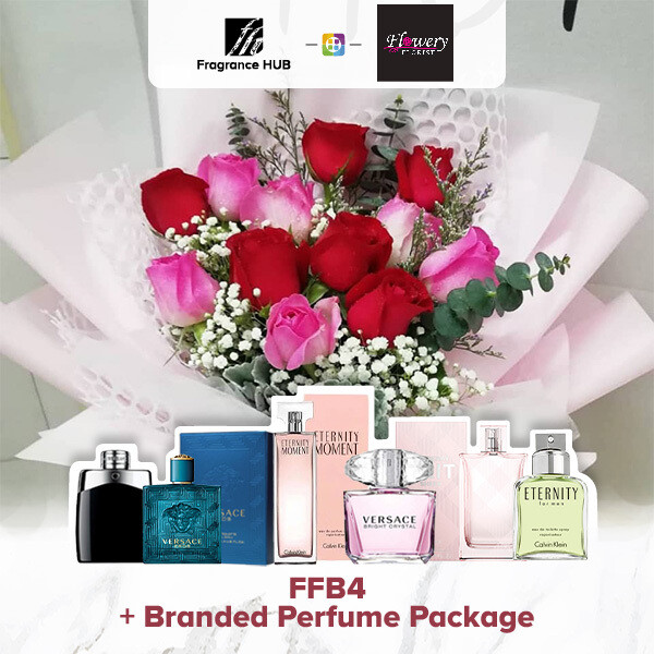 FFB4 Bouquet + Fragrance Hub Branded Perfume (By: Flowery Florist from Seri Kembangan)