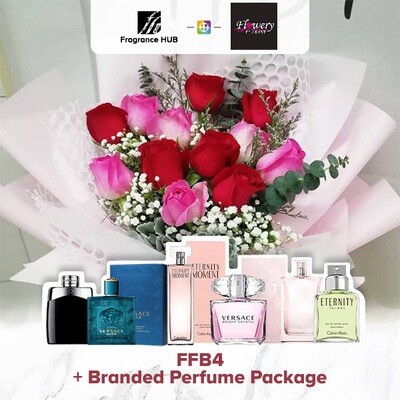 FFB4 Bouquet + Fragrance Hub Branded Perfume (By: Flowery Florist from Seri Kembangan)