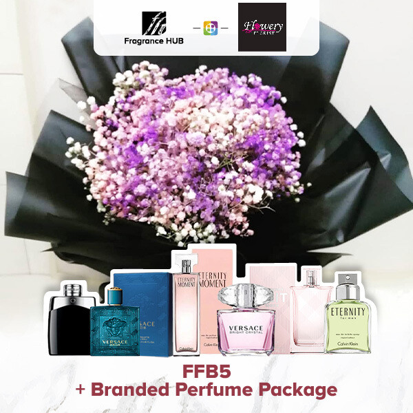 FFB5 Bouquet + Fragrance Hub Branded Perfume (By: Flowery Florist from Seri Kembangan)