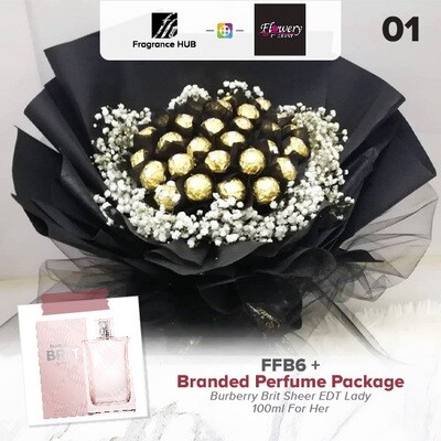FFB6 Bouquet + Fragrance Hub Branded Perfume (By: Flowery Florist from Seri Kembangan)