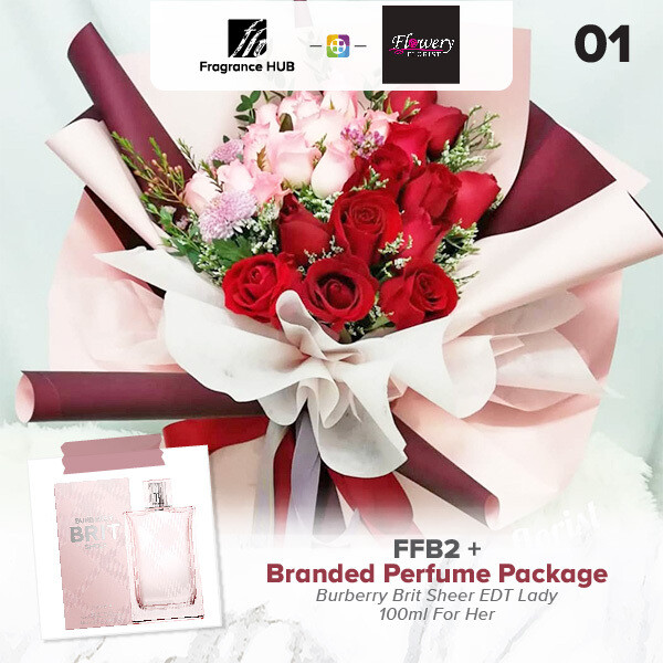 FFB2 Bouquet + Fragrance Hub Branded Perfume (By: Flowery Florist from Seri Kembangan)