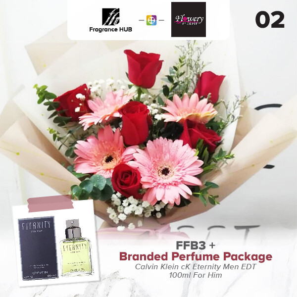FFB3 Bouquet + Fragrance Hub Branded Perfume (By: Flowery Florist from Seri Kembangan)