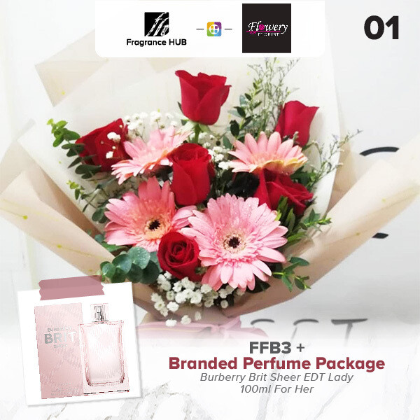 FFB3 Bouquet + Fragrance Hub Branded Perfume (By: Flowery Florist from Seri Kembangan)